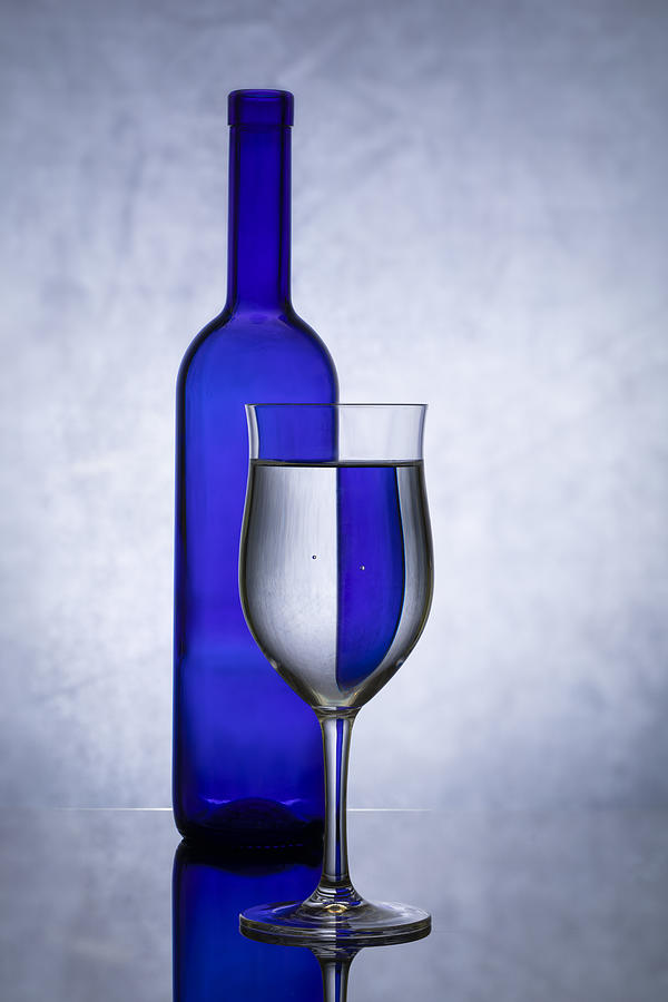 Bottle Photograph - Blue Glass by Azriel Yakubovitch