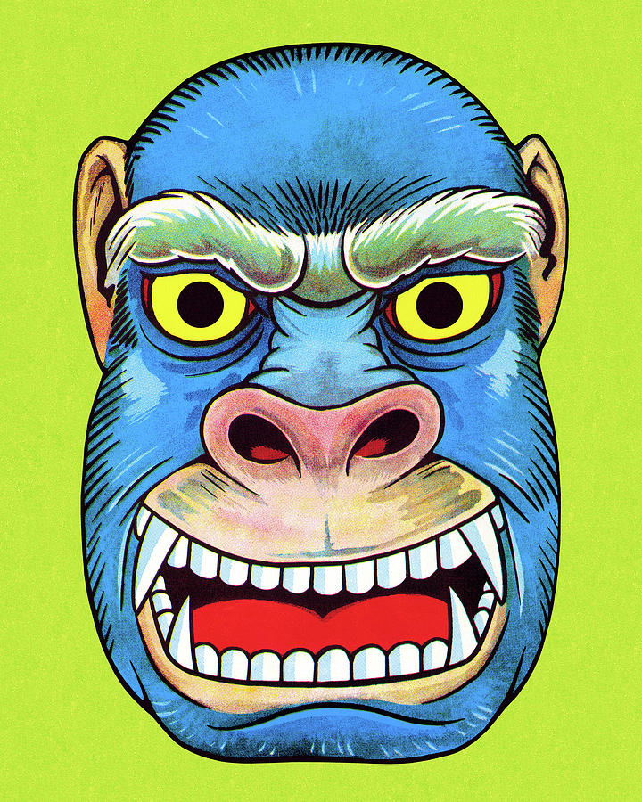 Vintage Drawing - Blue Gorilla by CSA Images