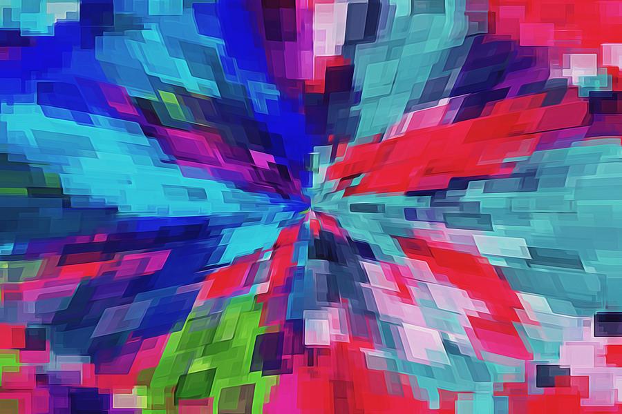 Blue Green And Red Square Pattern Abstract Background Painting