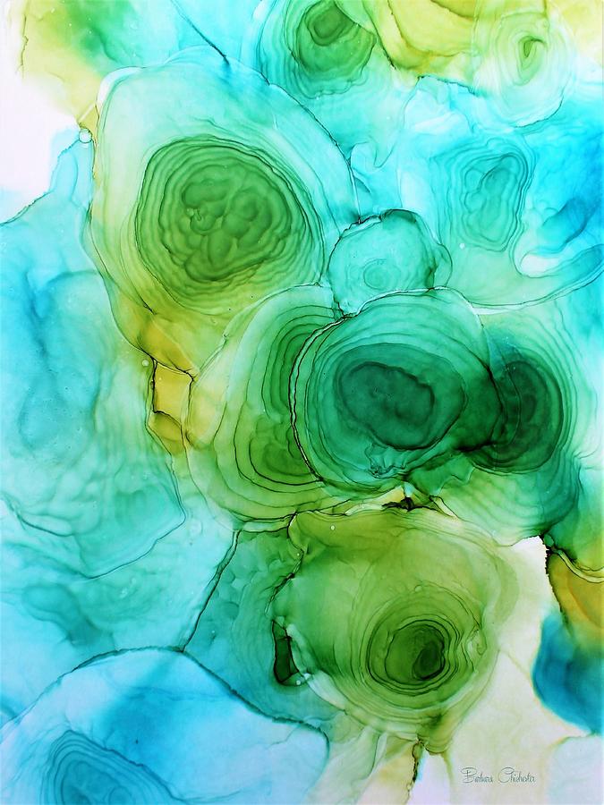 Blue Green Infinity Rings Painting by Barbara Chichester
