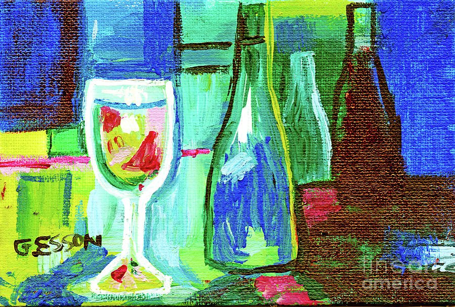 Blue Green Wine Abstract by Genevieve Esson Blue Green Wine Abstract by Genevieve Esson