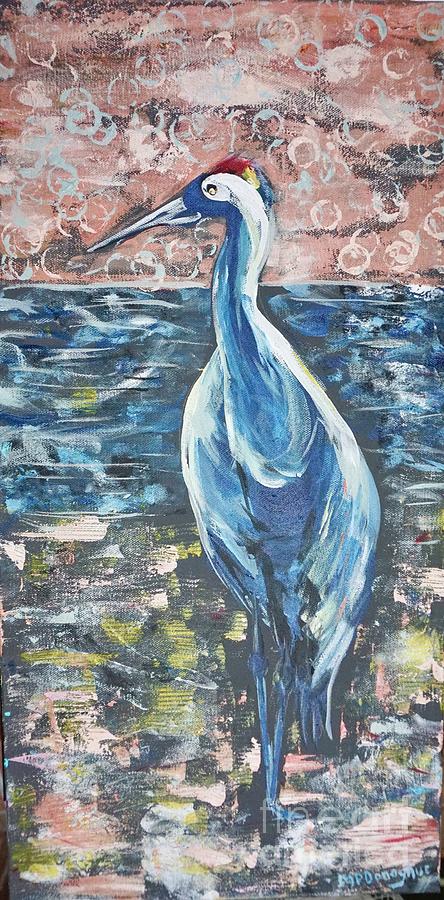 Blue/ Grey Heron Coastal Beauty Painting by Patty Donoghue