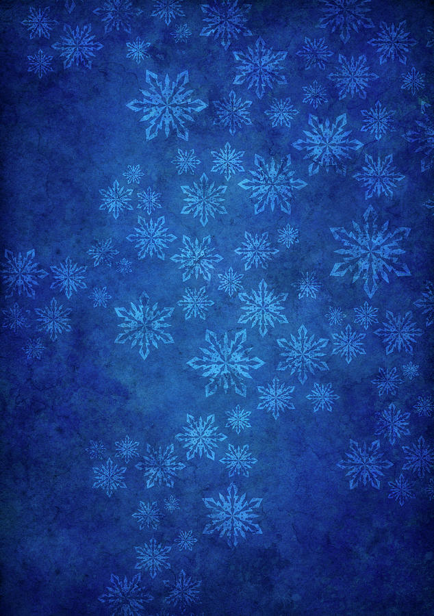 Blue Grunge Background With Snowflakes Photograph by Mammuth