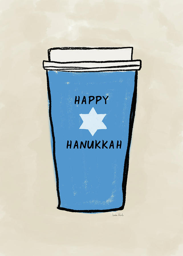Blue Hanukkah Coffee- Art by Linda Woods Mixed Media by Linda Woods