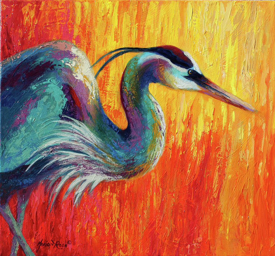 Animal Painting - Blue Heron 1 by Marion Rose