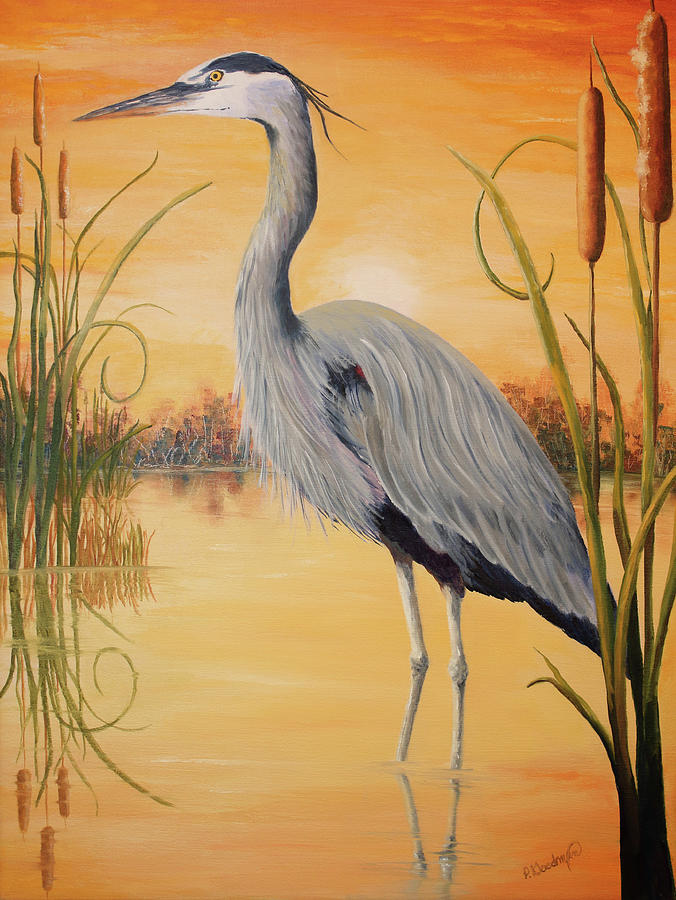 Blue Heron At Sunset Painting By Patricia Goodman Fine Art America   Blue Heron At Sunset Patricia Goodman 