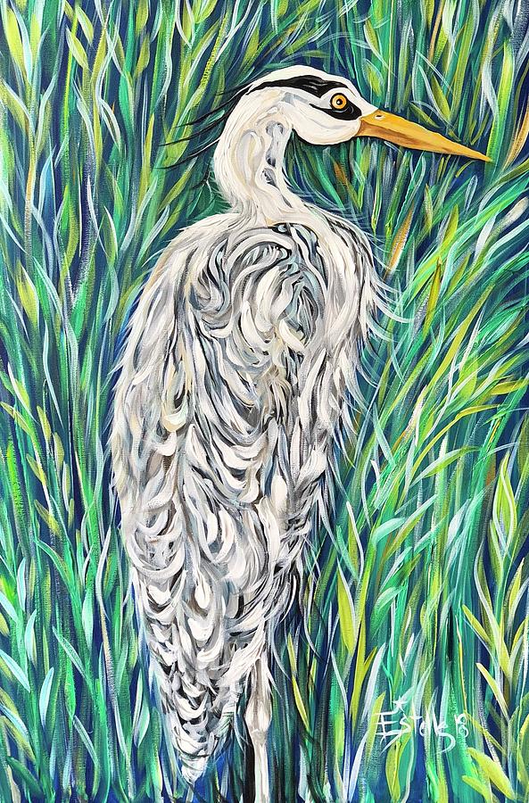 Blue Heron Painting By Estelle Grengs - Fine Art America