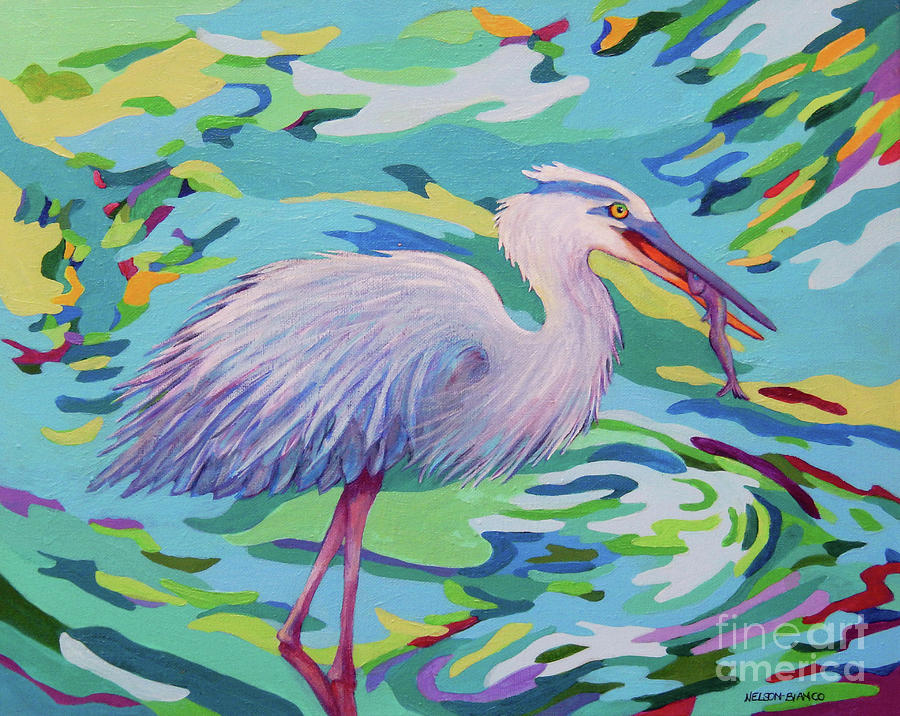 Blue Heron JEFFREY Painting by Sharon Nelson-Bianco