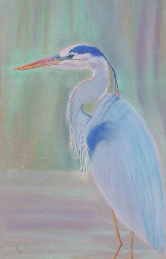 Blue Heron Pastel by Kathy Crockett