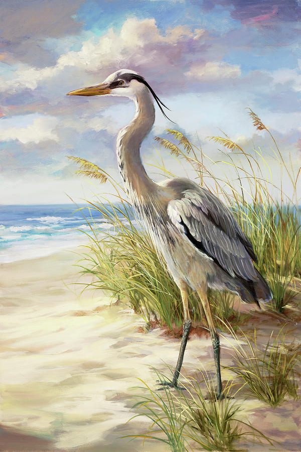 Bird Painting -  Blue Heron Left by Laurie Snow Hein