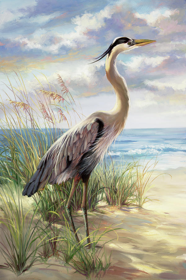 Heron Painting - Blue Heron Right by Laurie Snow Hein