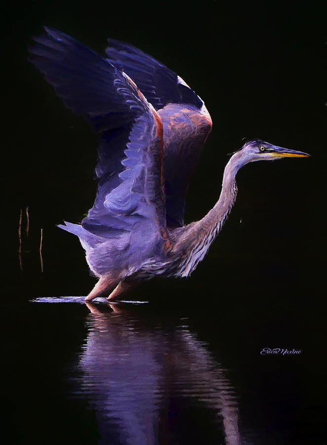 Mug Painting - Blue Heron Take Off - Painting by Ericamaxine Price