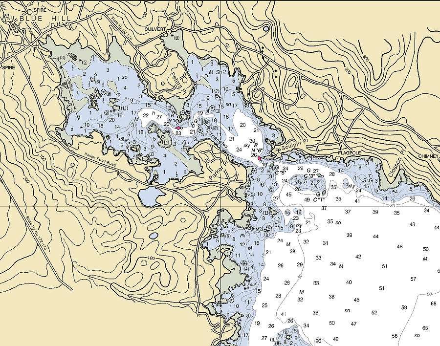 Maine Mixed Media - Blue Hill Harbor-maine Nautical Chart by Bret Johnstad