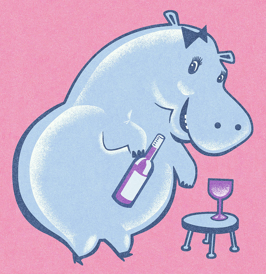 Hippopotamus Drawing - Blue Hippo by CSA Images