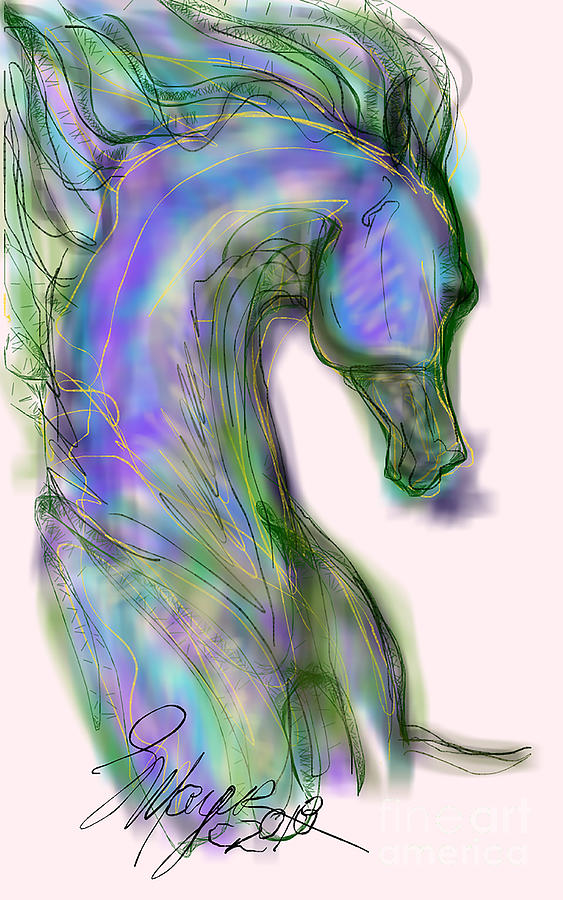 Blue Horse Painting by Stacey Mayer Blue Horse Painting by Stacey Mayer