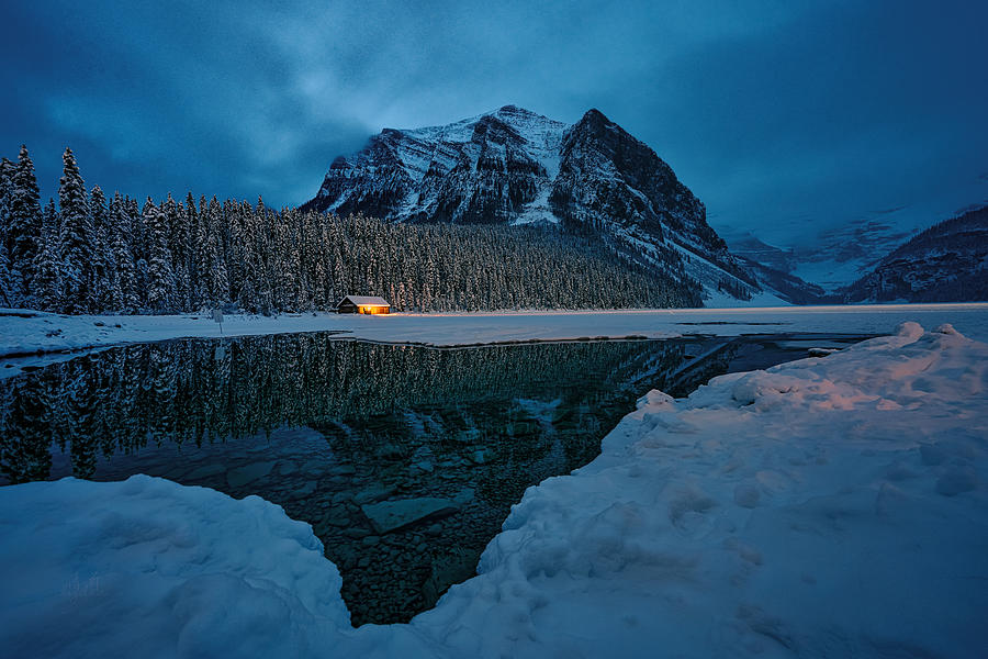 Blue Hour At Lake Louise Photograph by Lydia Jacobs - Fine Art America