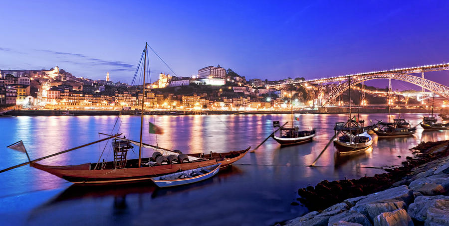 Blue Hour At Oporto Porto Photograph by All Rights Reserved - Copyright