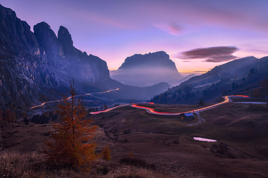 Blue Hour Light At Passo Gardena Photograph by Ariel Ling