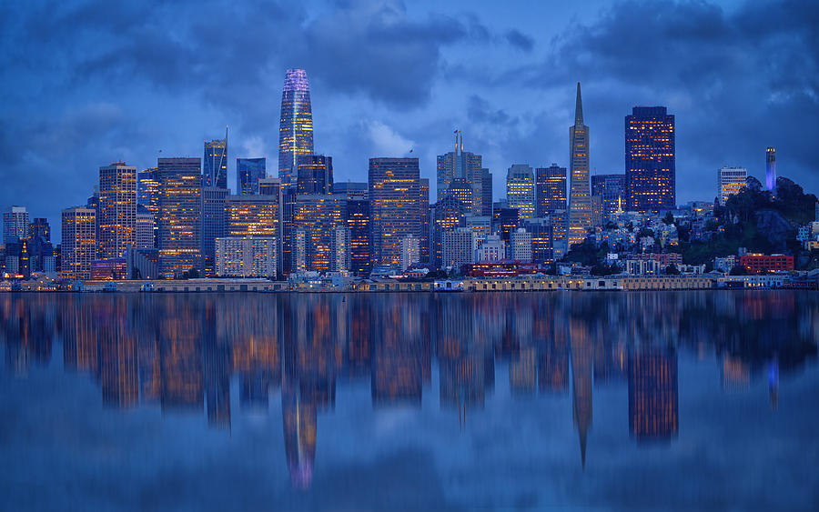 Blue Hour San Francisco Photograph by Michael Zheng