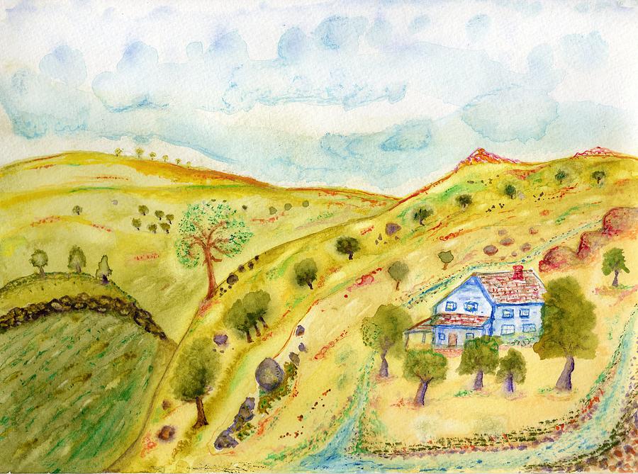 Blue house on Fork creek Painting by Jim Taylor