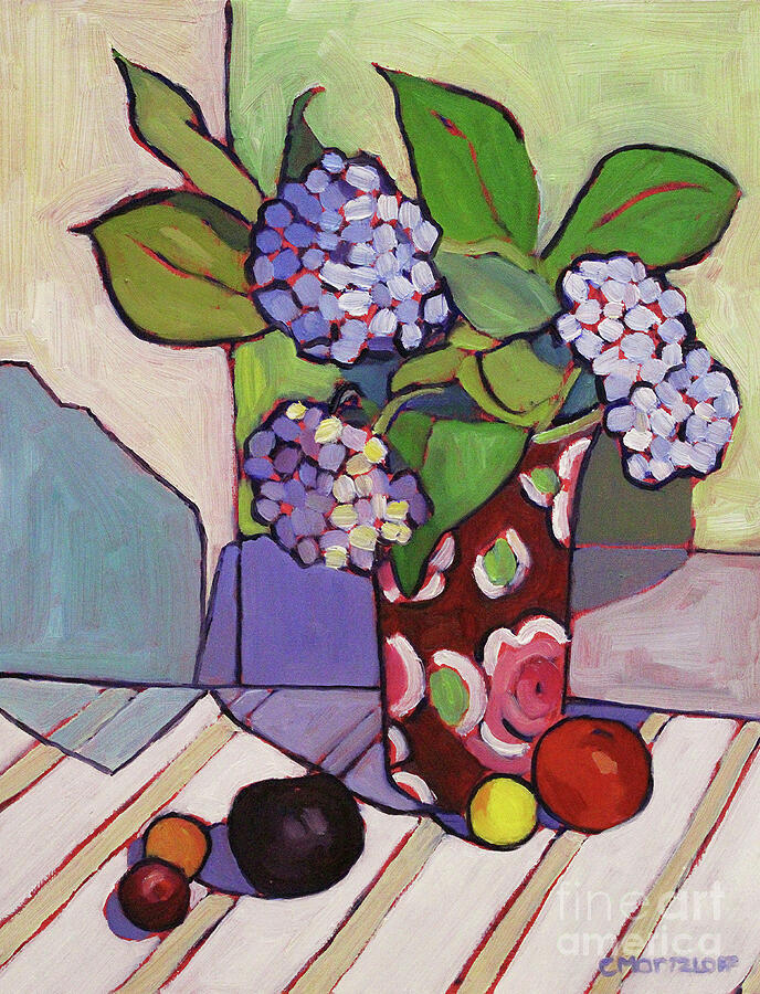 Flower Painting - Blue Hydrangeas, 2023 by Catherine J Martzloff