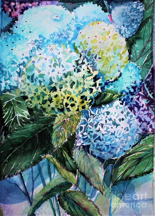 Blue Hydrangeas Painting by Mindy Newman
