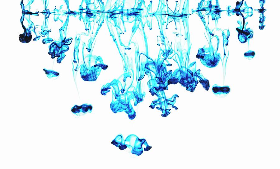 Blue Ink Dripping Into Water Photograph by Krger & Gross