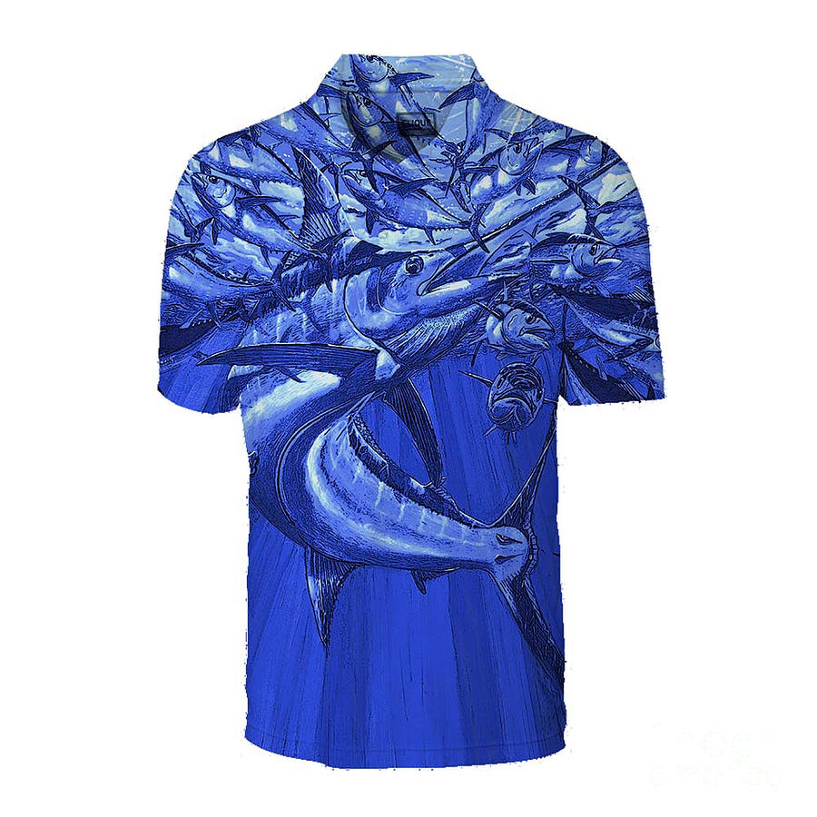 Polo Painting - Blue Intruder Mens Polo by Carey Chen Polo Painting - Blue Intruder Mens Polo by Carey Chen