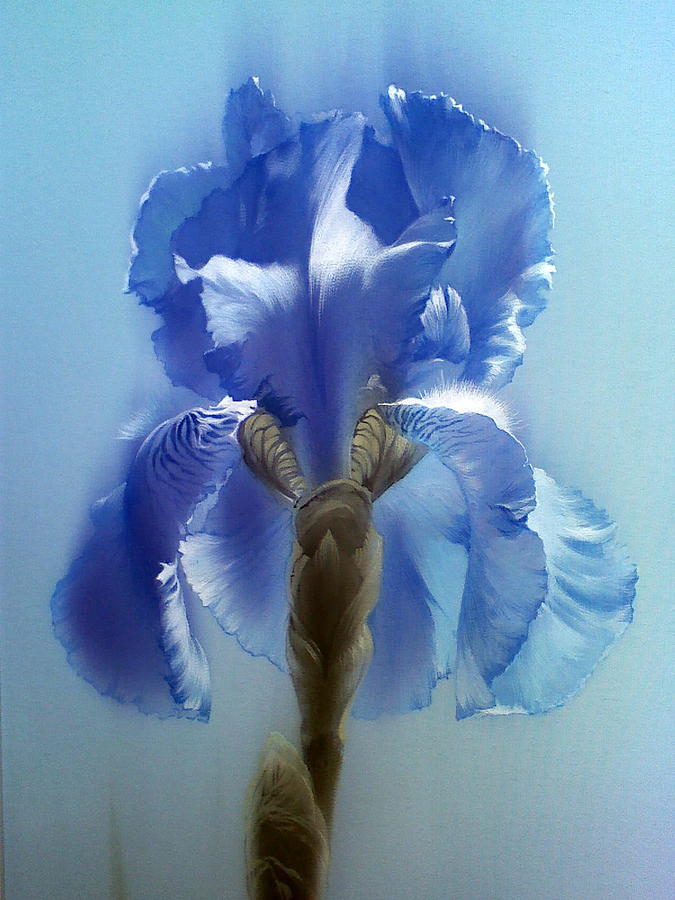 Blue Iris Flower Painting by Alina Oseeva