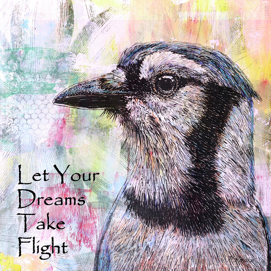 Bird Mixed Media - Blue Jay Dreams by Let Your Art Soar