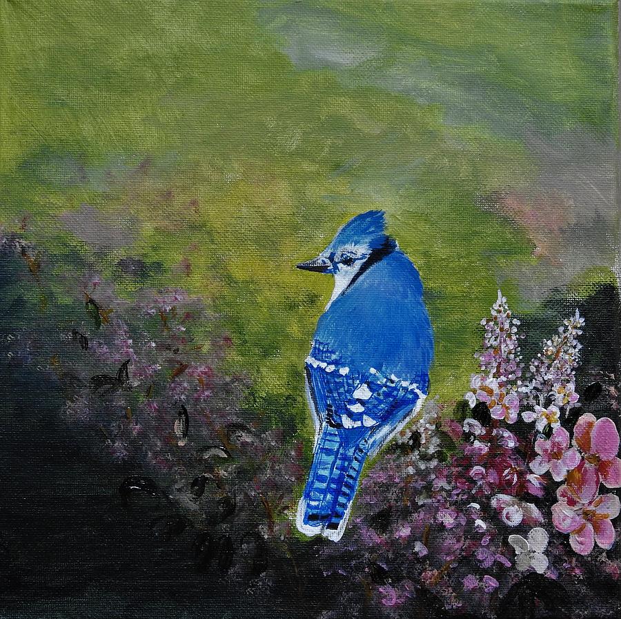 Blue Jay in Spring Painting by Betty-Anne McDonald