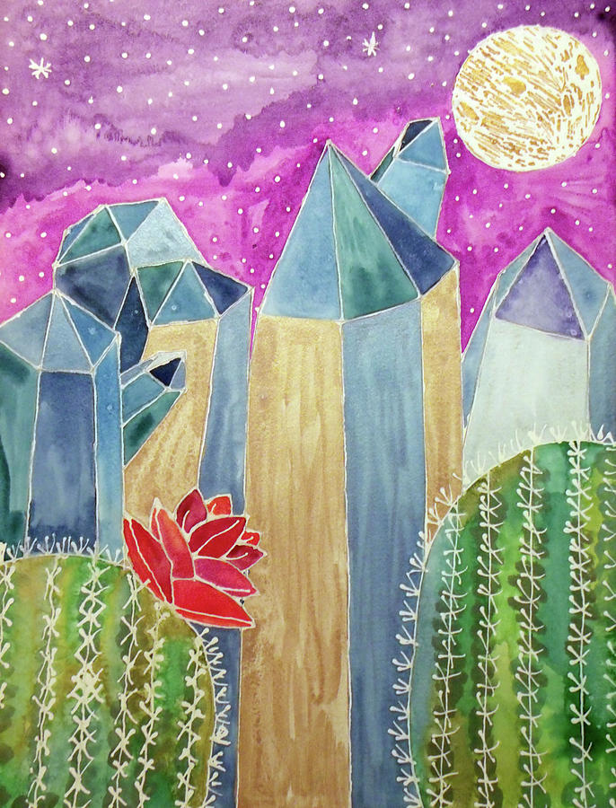 Cactus Painting - Blue Kyanite Cactus by Lauren Moss