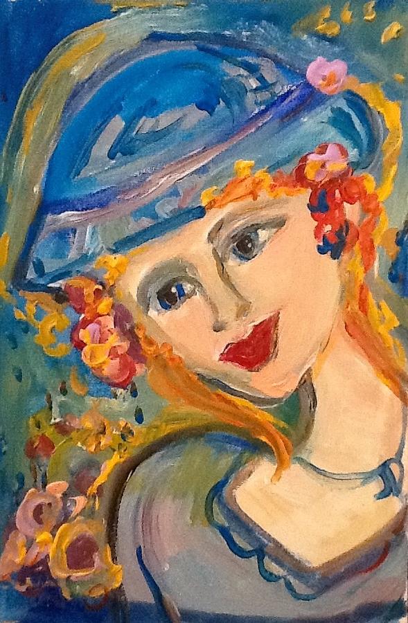 Blue lady at sunset  Painting by Judith Desrosiers