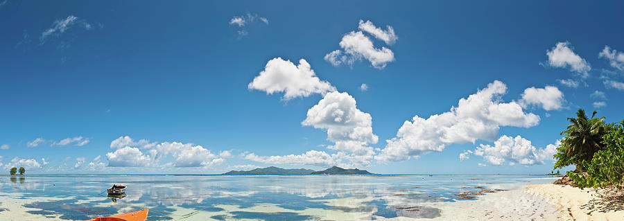 Blue Lagoon Beach Reflecting Panoramic Photograph by Fotovoyager