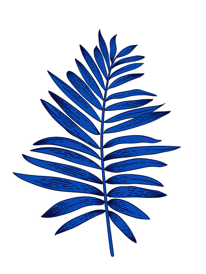 Leaf Mixed Media - Blue Leaf Branch by Naxart Studio Leaf Mixed Media - Blue Leaf Branch by Naxart Studio