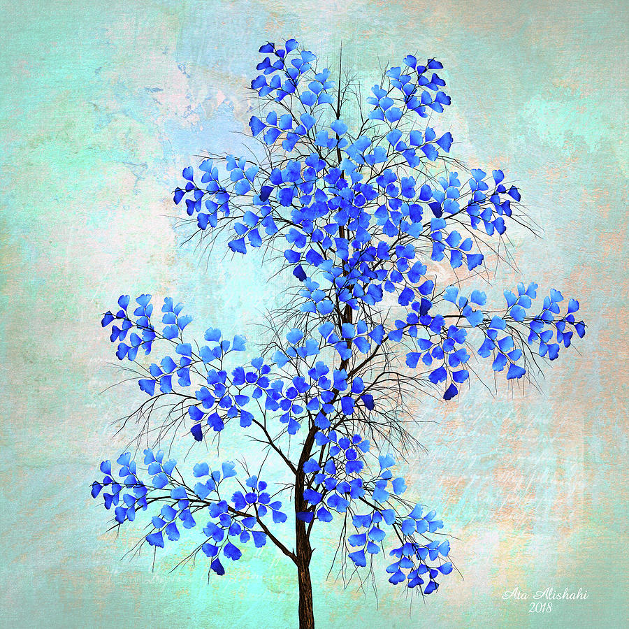 Nature Mixed Media - Blue Leaves by Ata Alishahi