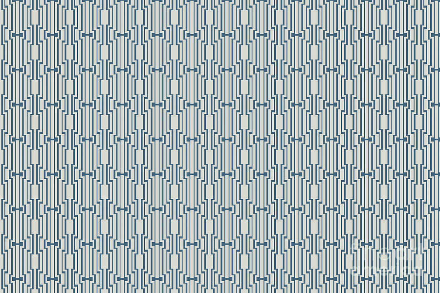 Abstract Digital Art - Blue Linen White Art Deco Pattern 1 Inspired by Oatmeal PPG1023-1 Chinese Porcelain PPG1160-6 by PIPA Fine Art - Simply Solid
