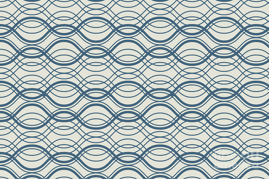 Abstract Digital Art - Blue Linen White Thin Overlapping Horizontal Lines Pattern Inspired by Oatmeal Chinese Porcelain by PIPA Fine Art - Simply Solid