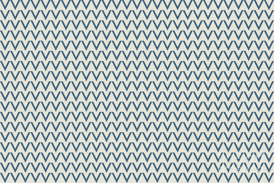 Abstract Digital Art - Blue Linen White V Chevron Pattern Inspired by Oatmeal PPG1023-1 Chinese Porcelain PPG1160-6 by PIPA Fine Art - Simply Solid