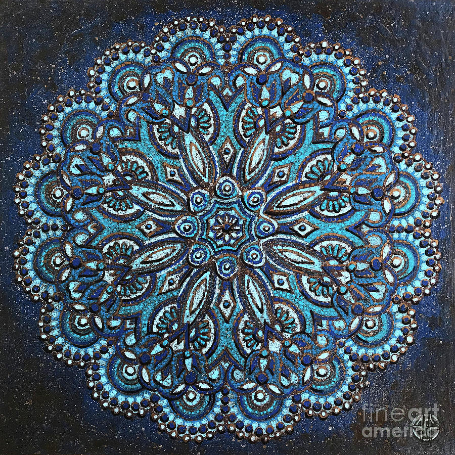 Blue Mandala Painting by Amy E Fraser