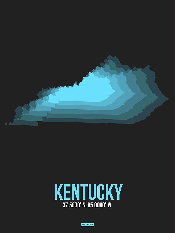 Louisville Digital Art - Blue Map of Kentucky by Naxart Studio