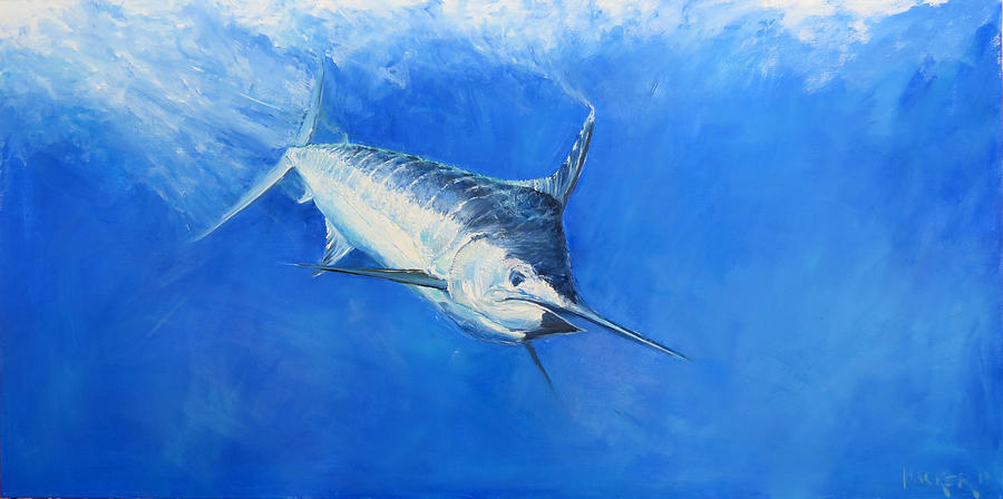 Fish Painting - Blue Marlin On the Hunt by Glen Hacker