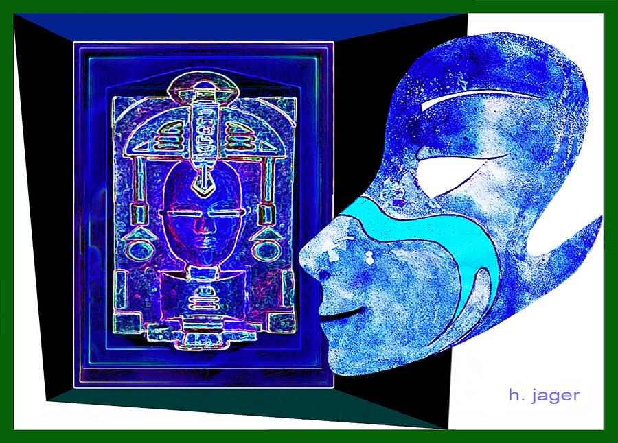  Blue  Mask Mixed Media by Hartmut Jager