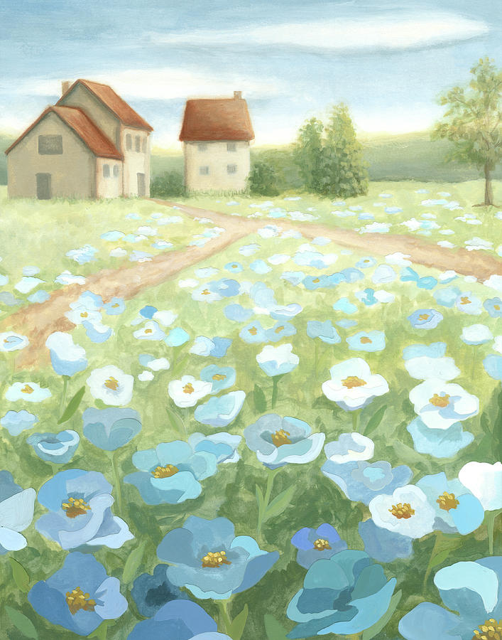 Blue Meadow Painting by Megan Meagher