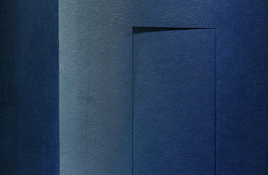Architecture Photograph - Blue Minimalism Or A Secret Door by Inge Schuster