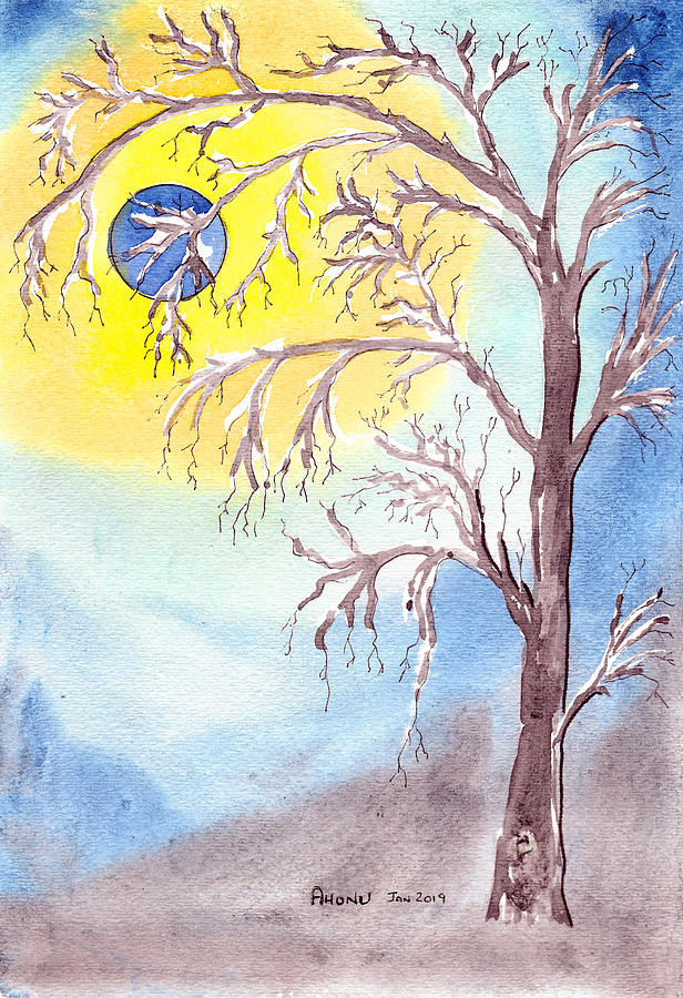 Blue Moon Painting by AHONU Aingeal Rose