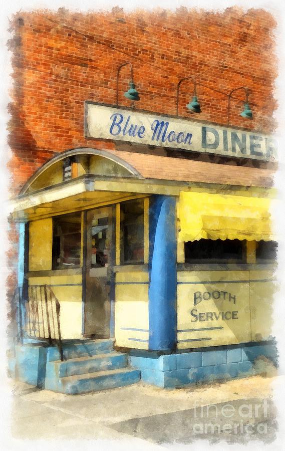 Blue Moon Diner  2 Digital Art by Edward Fielding
