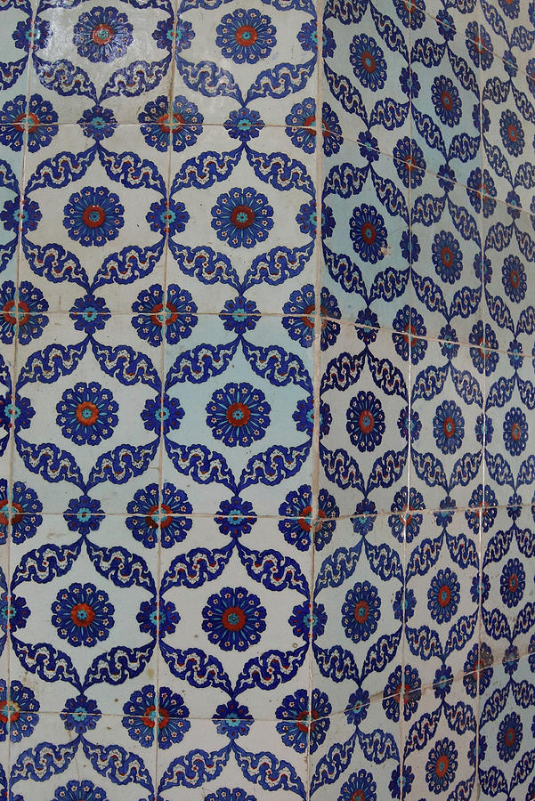Blue mosaics decorating the Rustem Pasha Mosque Photograph by Steve Estvanik