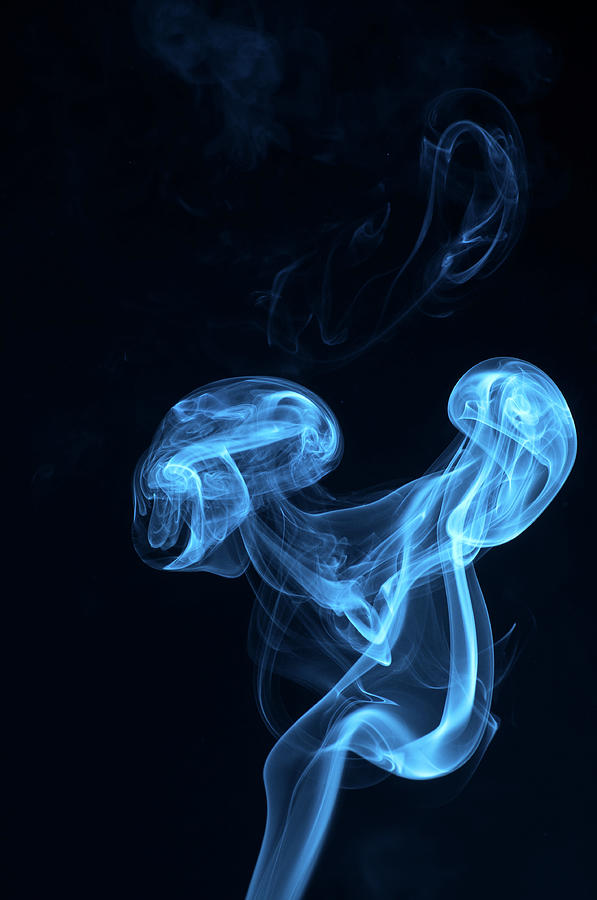 Blue Neon Abstract Smoke Waves Photograph by Assalve