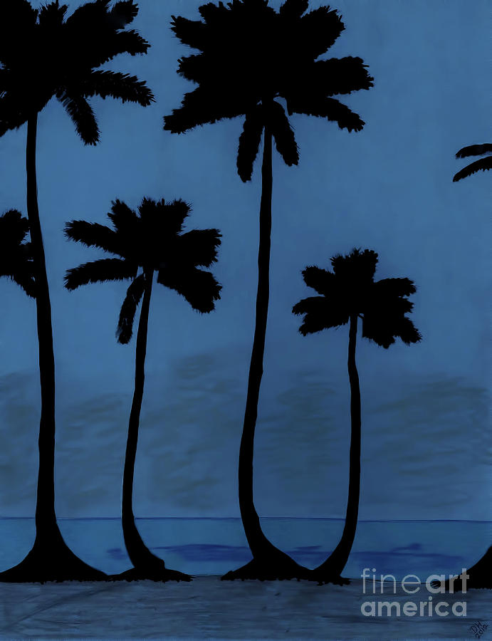 Blue - Night - Beach Drawing by D Hackett